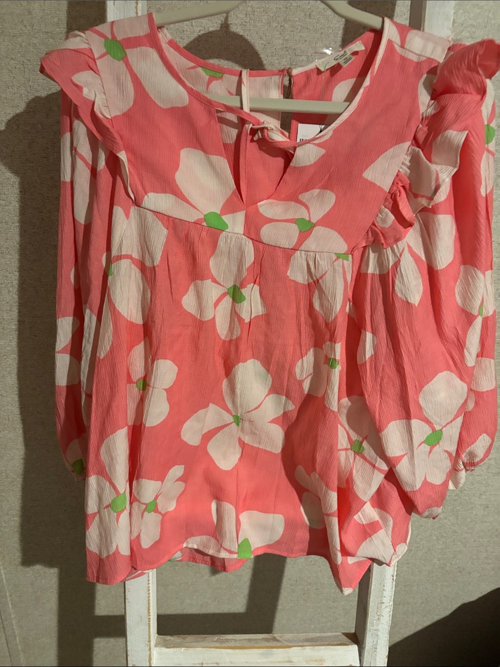 NWT Easel Coral Pink Floral Boho Top & Skirt Set Medium